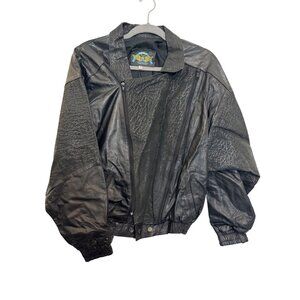 vintage Charm Genuine Leather Mens Bomber Jacket Size M Black Mexico Vintage Sty